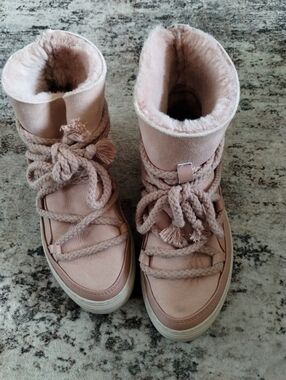 Inuikii Blush Pink Lace-Up Ankle Booties